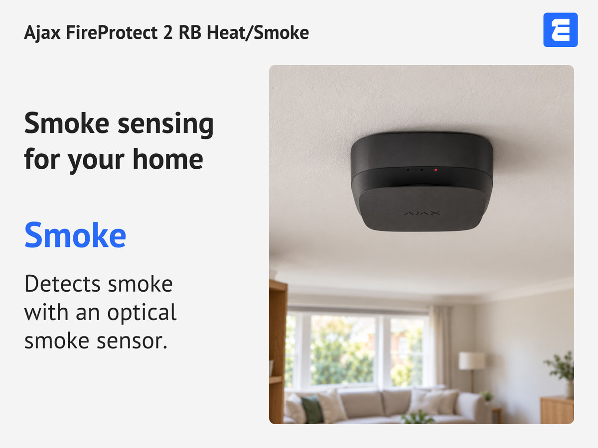 Ajax FireProtect 2 RB Heat/Smoke infographic: Smoke sensing for your home.