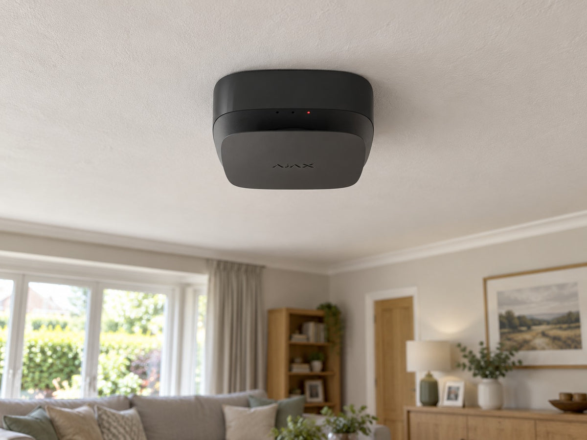 Ajax FireProtect 2 RB Heat/Smoke/CO installed in British home living room.