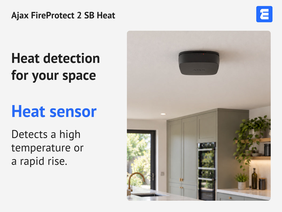 Ajax FireProtect 2 SB Heat — Heat detection for your space: Heat sensor. Detects a high temperature or a rapid rise.