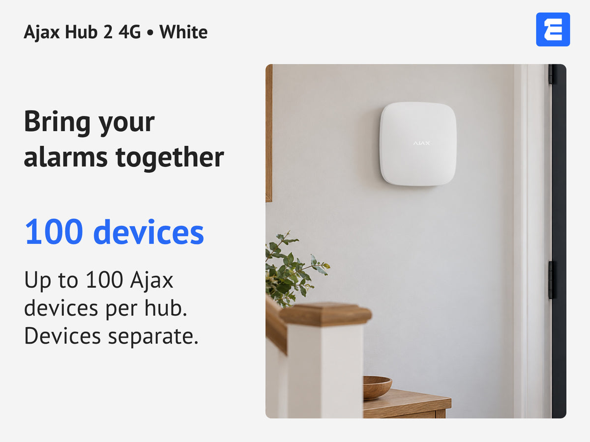 Ajax Hub 2 4G • White infographic: Bring your alarms together.