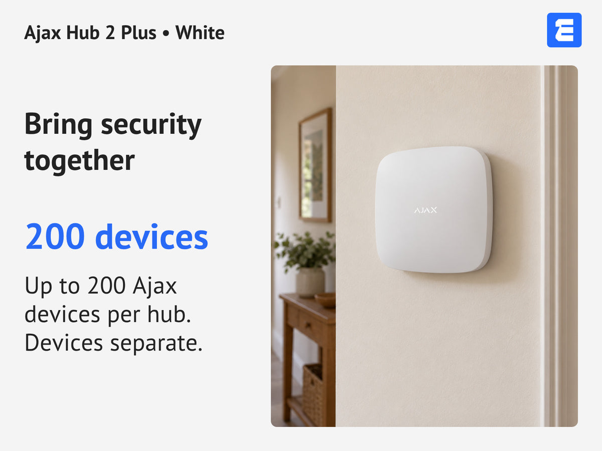 Ajax Hub 2 Plus • White infographic: Bring security together.