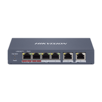 HikVision: DS-3E1106HP-EI, 4-Port Fast Ethernet Smart Managed PoE Switch, 100Mbps, 6 KV Surge Protection, Long Range 300m
