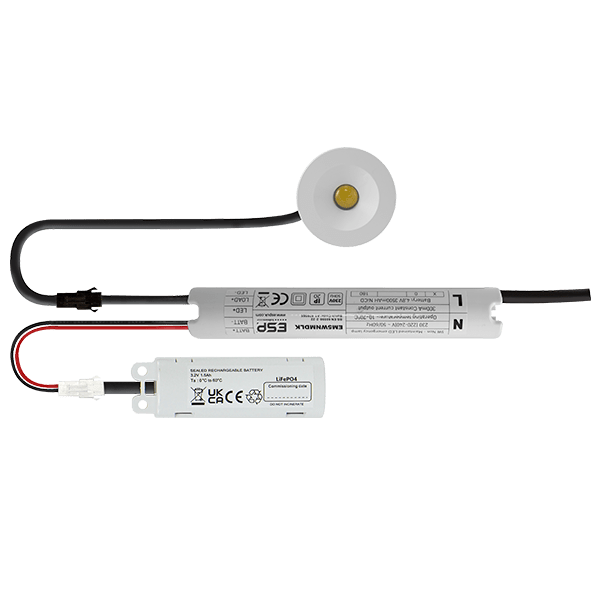 Duceri D6402WH Emergency Self-Test Downlight 3W LED IP20 Open Lens Non-Maintained White
