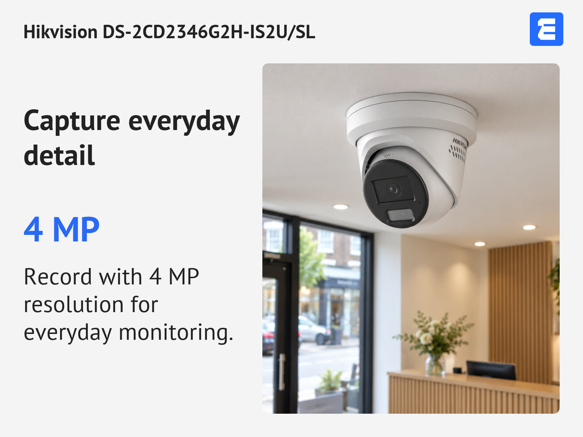 Hikvision DS-2CD2346G2H-IS2U/SL infographic: Capture everyday detail.