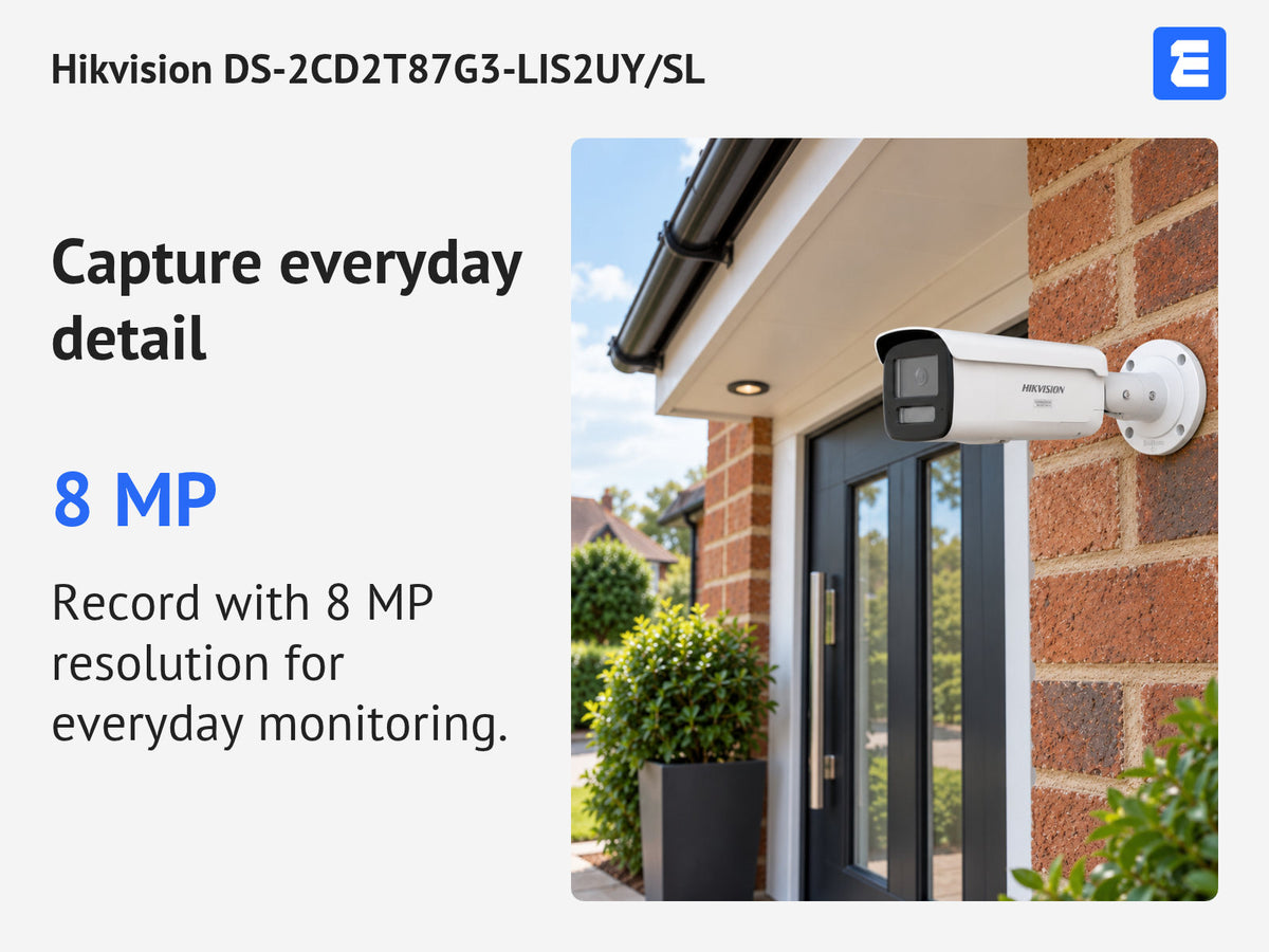 Hikvision DS-2CD2T87G3-LIS2UY/SL infographic: Capture everyday detail.