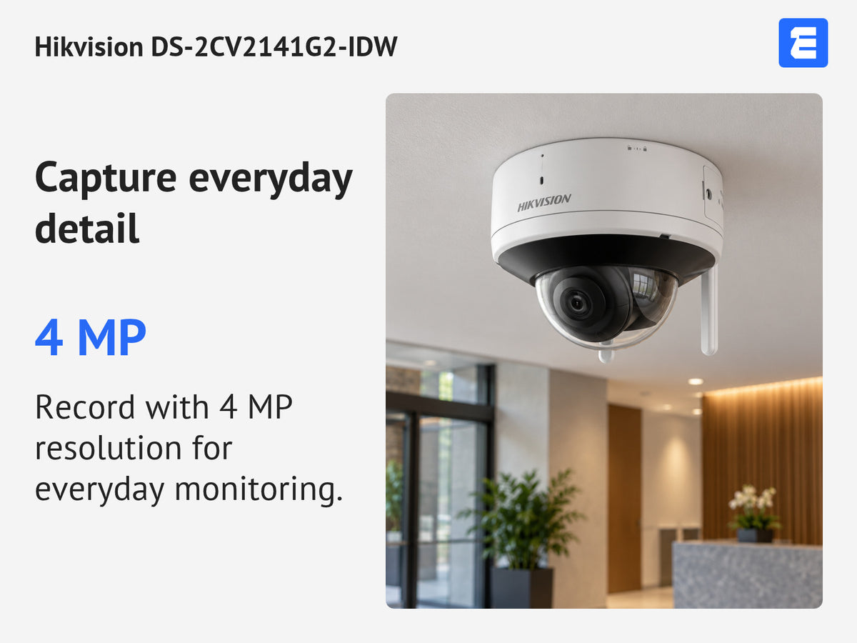Hikvision DS-2CV2141G2-IDW infographic: Capture everyday detail.