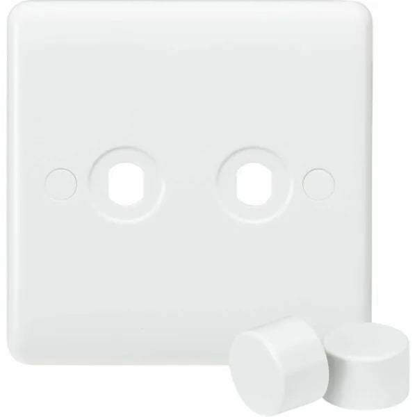 Knightsbridge: SN2DIM, 2G Dimmer Plate, White Finish, Anti-Microbial, IP20, Custom Fit