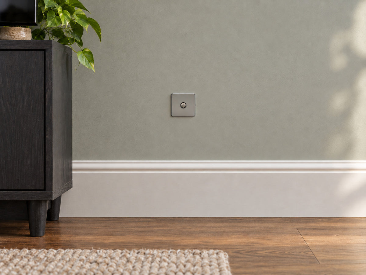 Knightsbridge SF0100BN black nickel tv outlet fitted flush in UK snug.