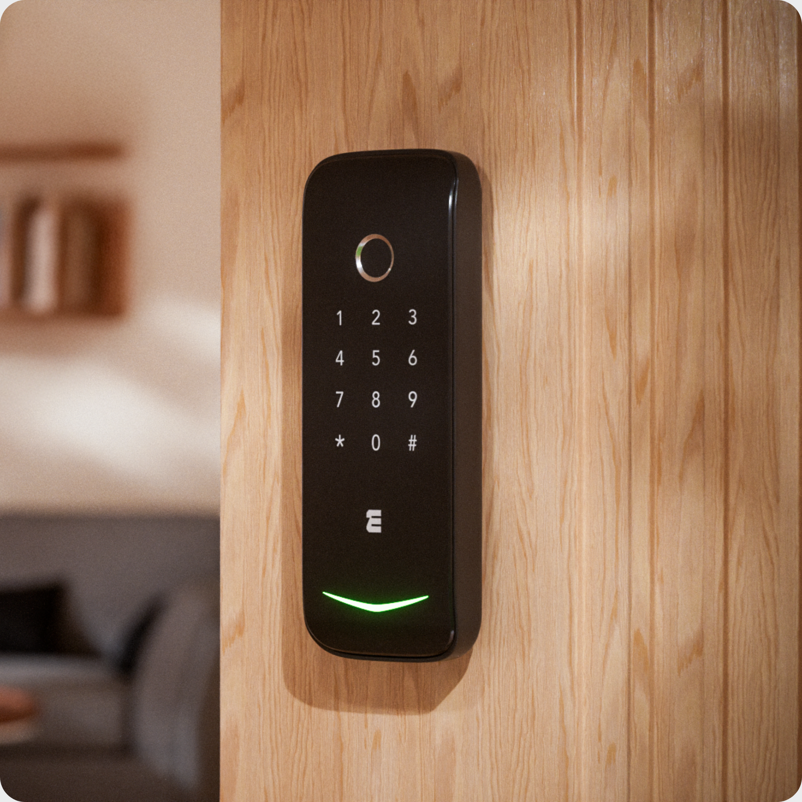 WME DL2 smart lock on a wooden door