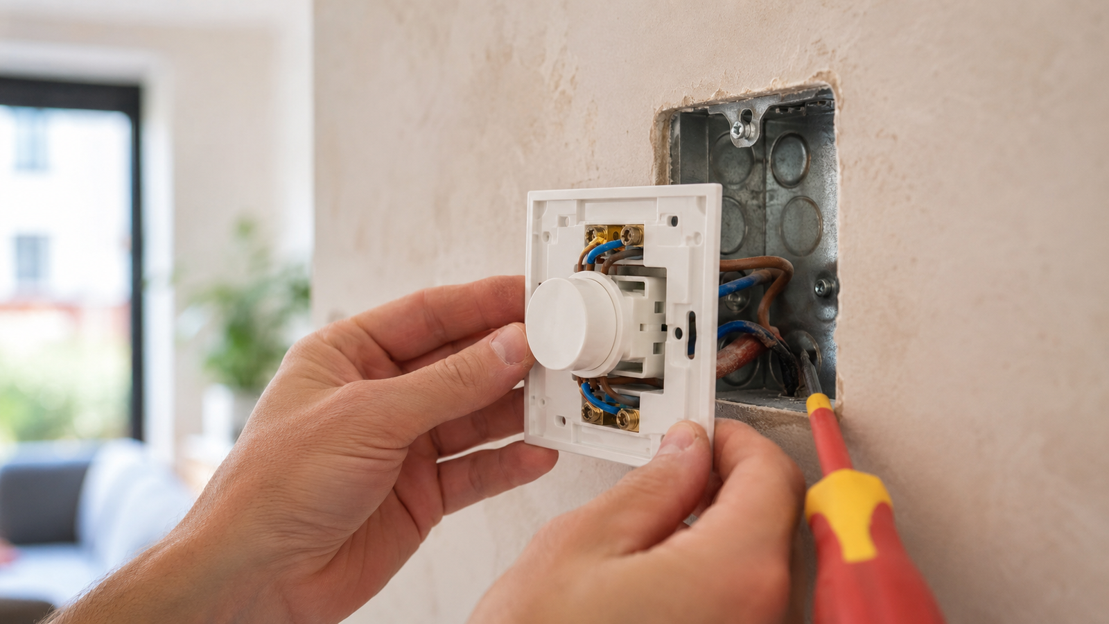 Fitting a dimmer switch to a UK back box