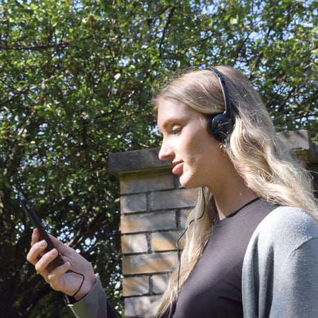 woman wearing headphones 