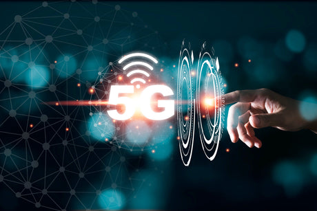 Hand touching to 5G wireless network telecommunication and mobile internet
