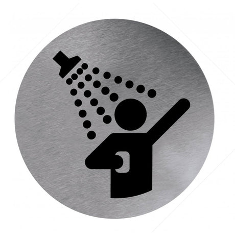 stainless steel shower door sign