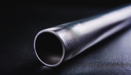 Grey metal pipe on black surface