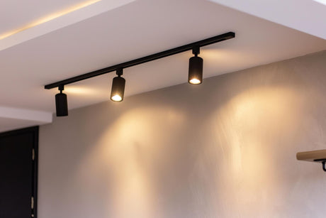 black track lighting on ceiling