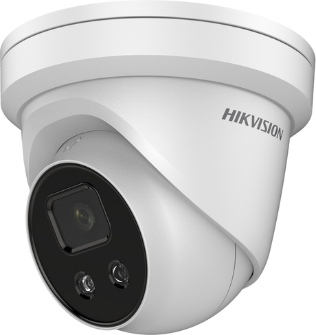 white Hikvision turret camera 