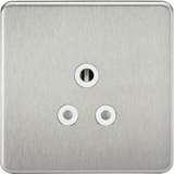 5A Unswitched Socket - Brushed Chrome with White Insert