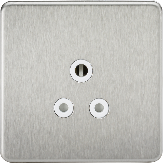 5A Unswitched Socket - Brushed Chrome with White Insert