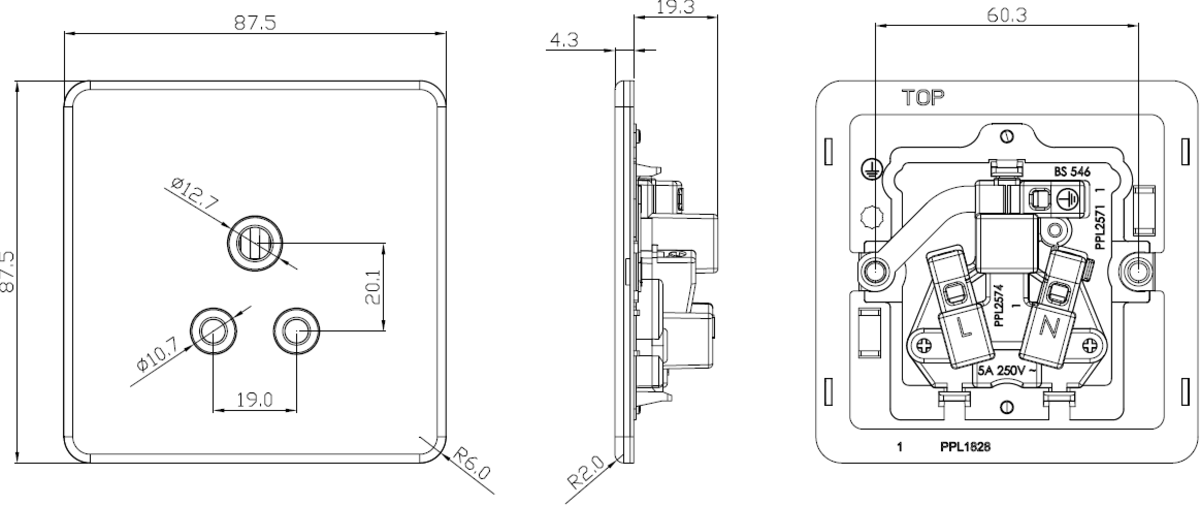 5A Unswitched Socket - Brushed Chrome design