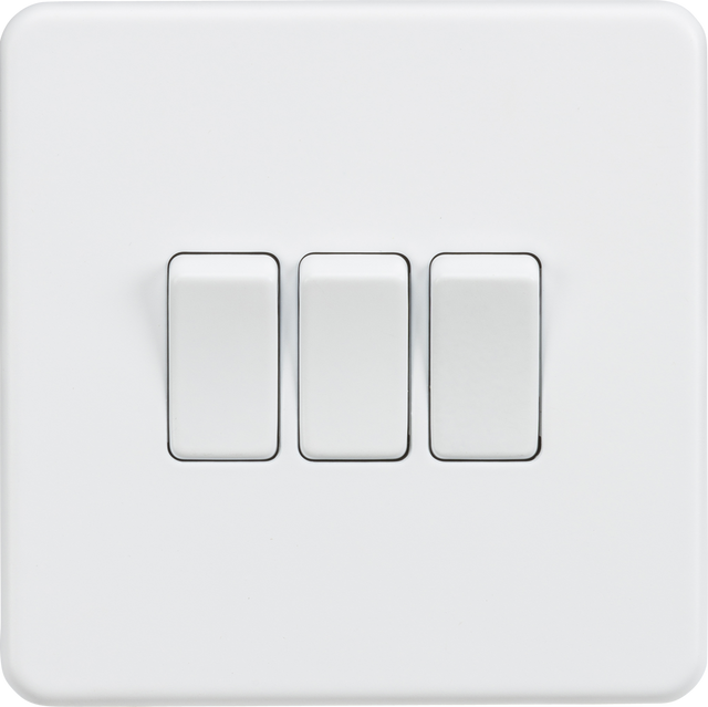 10AX 3G 2-way Switch - Matt White, Screwless Low Profile Design