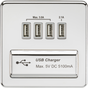 230V Quad USB-A Charger Outlet - Polished Chrome with Grey Insert