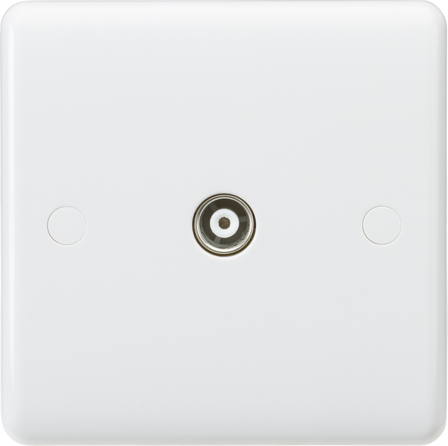 Knightsbridge Curved Edge Coax TV Outlet (Non-Isolated), White