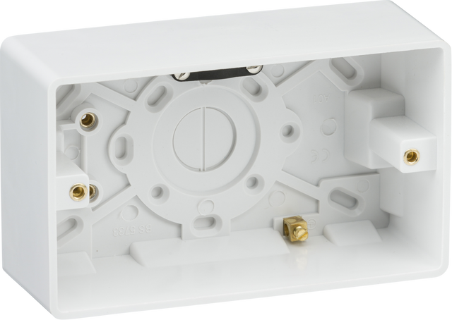 Knightsbridge Double 47mm Pattress Box - Earth Terminal and Cable Strain Relief