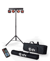 QTX: 151.547UK, LED Derby & PAR Bar with Tripod, 2x 12W RGBW PAR, 2x 12W Derby, Rechargeable, DMX Compatible