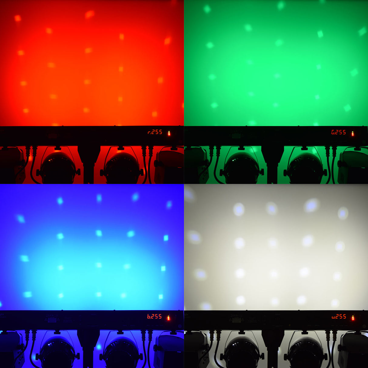 QTX: 151.547UK, LED Derby & PAR Bar with Tripod, 2x 12W RGBW PAR, 2x 12W Derby, Rechargeable, DMX Compatible