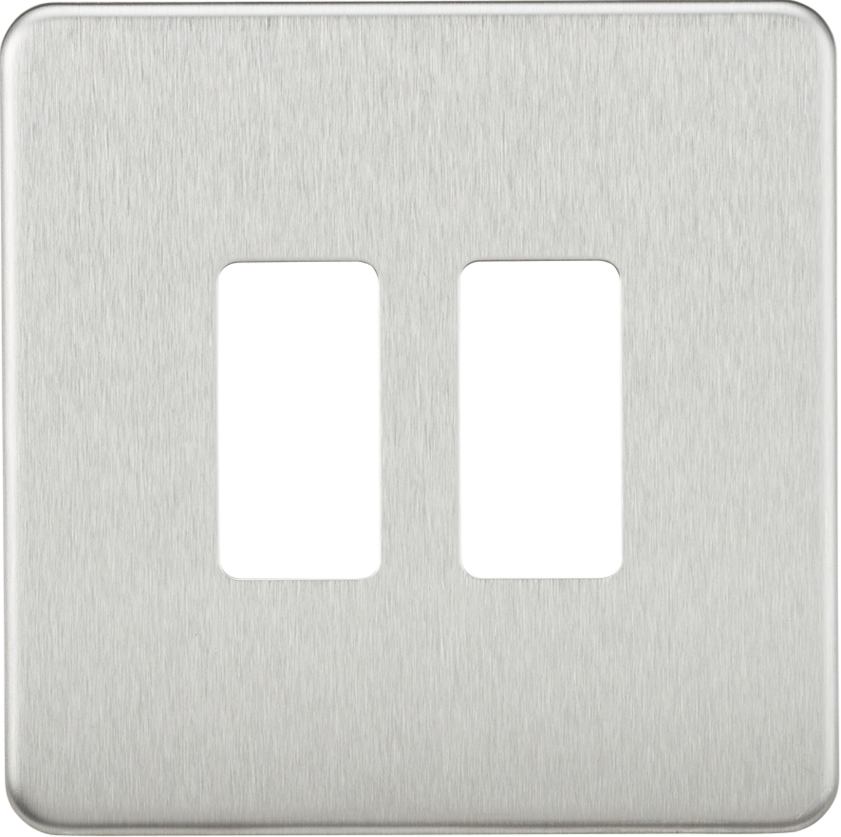 Screwless 2G Grid Faceplate - Brushed Chrome