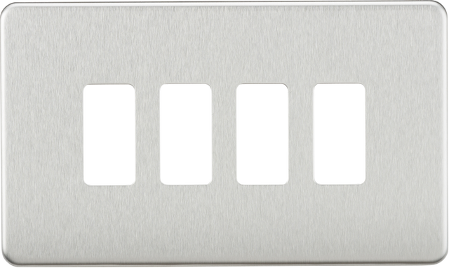 Screwless 4G Grid Faceplate - Brushed Chrome