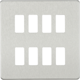 Screwless 8G Grid Faceplate - Brushed Chrome, Brushed Steel Finish