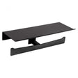Double Black Toilet Paper Roll Holder with Shelf