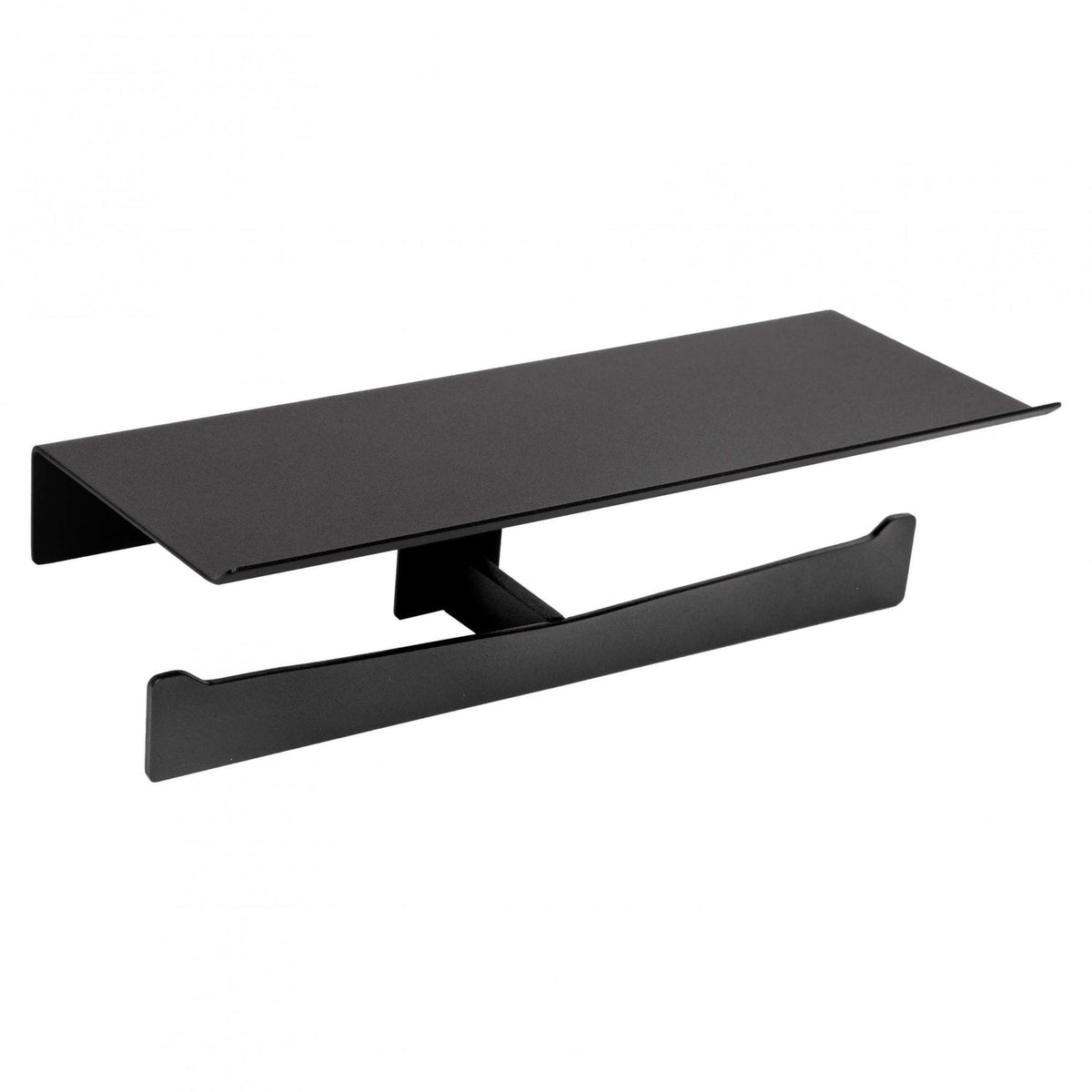 Double Black Toilet Paper Roll Holder with Shelf