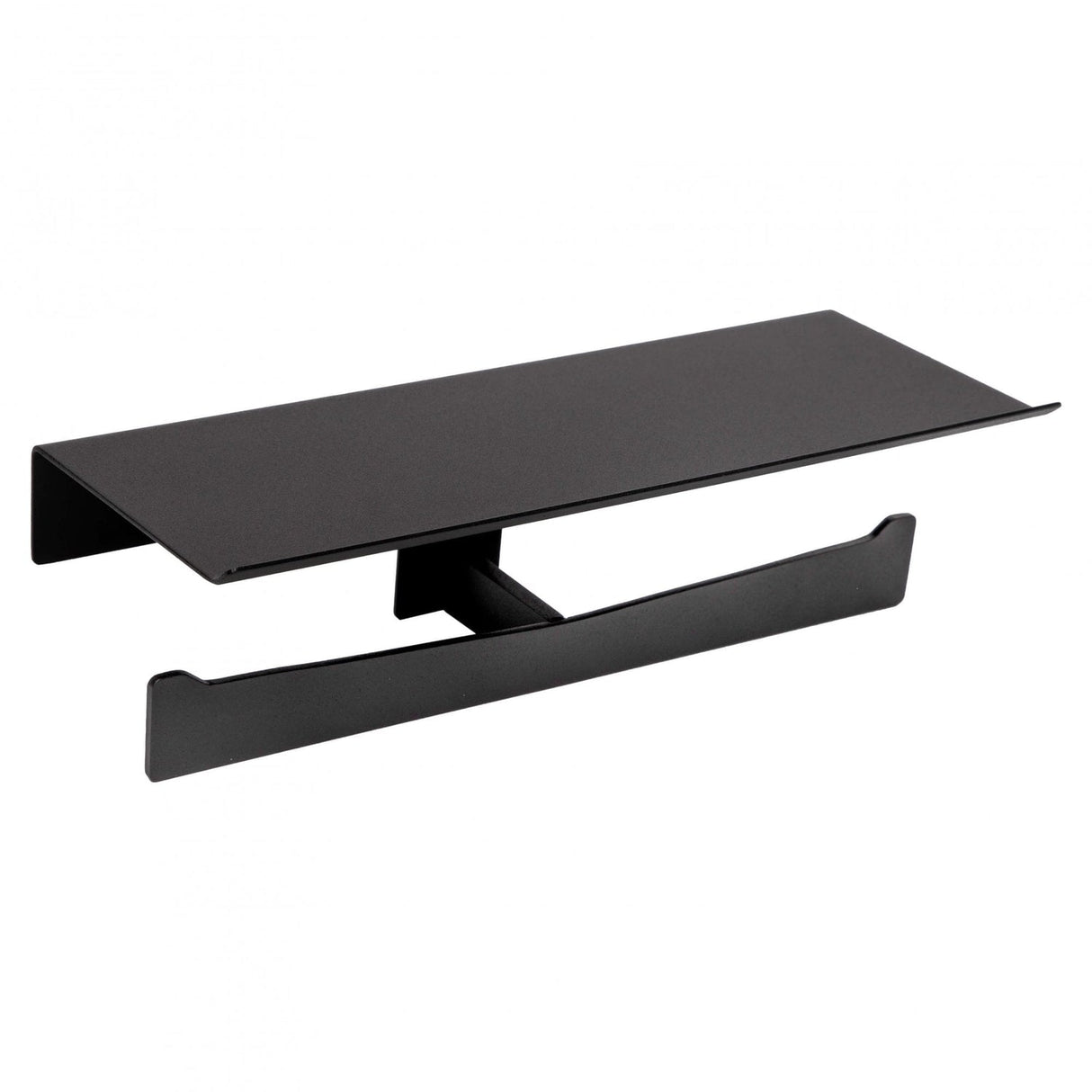 Double Black Toilet Paper Roll Holder with Shelf