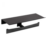 Double Black Toilet Paper Roll Holder with Shelf