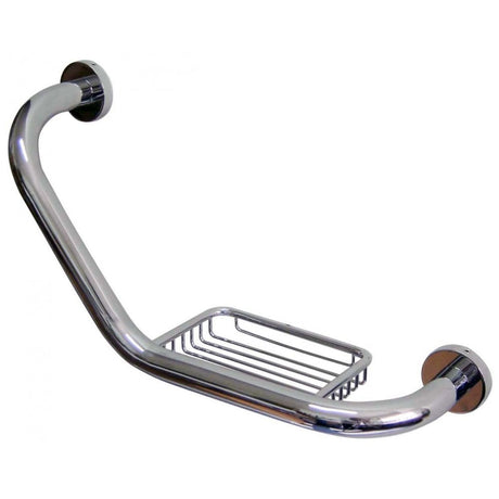 Mediclinics Angled Chromed Brass Grab Bar with Soap Dish