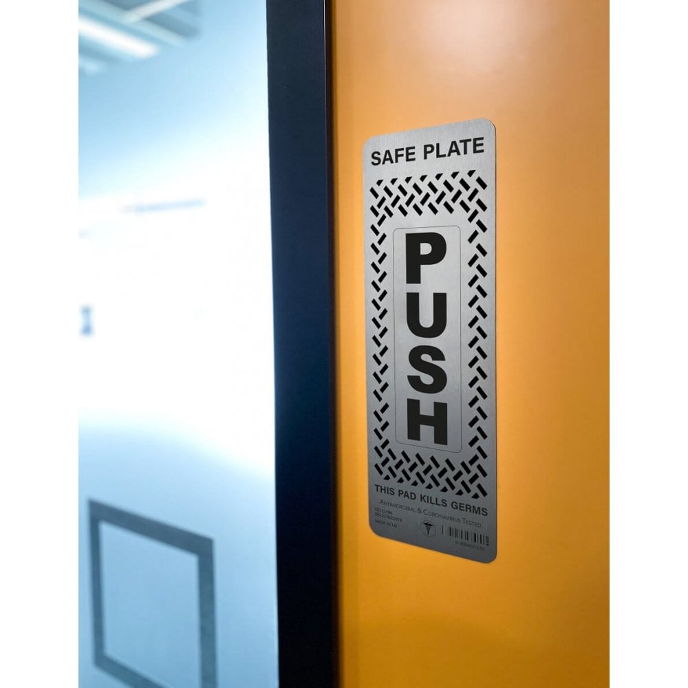 VERACO SAFE PLATE ™ Antibacterial Aluminium Push Plate