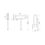 510162 DELABIE 304 Stainless steel 650mm Ø 32mm drop-down rail with leg