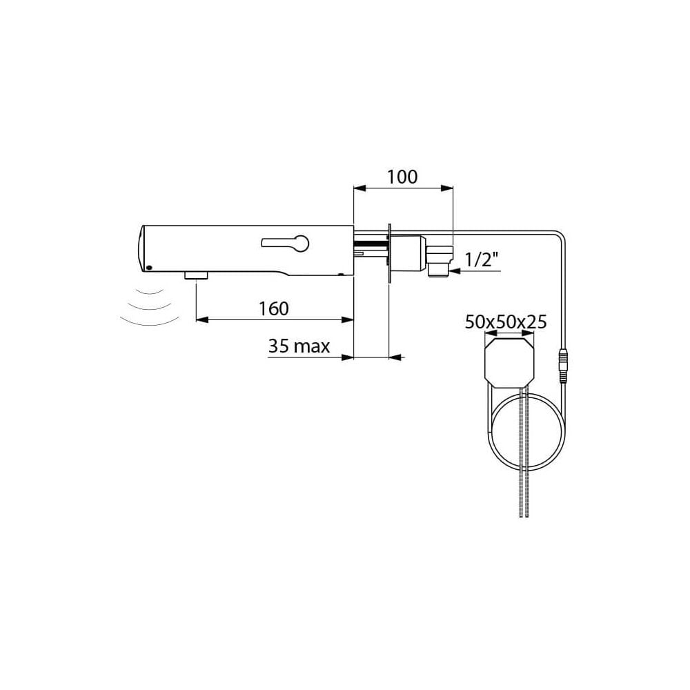 493400 / 493406 DELABIE TEMPOMATIC Wall Mounted 160mm Electronic Mixer Tap