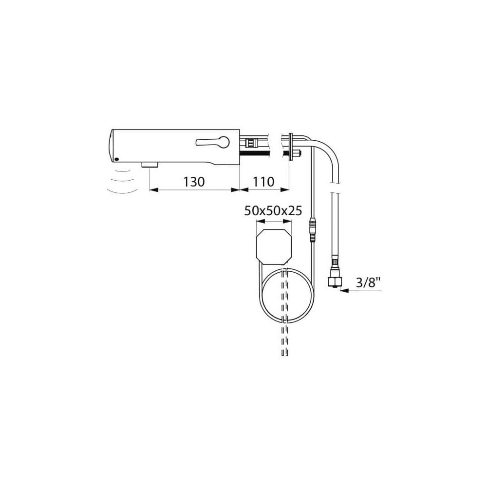 493410 / 493416 DELABIE TEMPOMATIC Wall Mounted F3/8" 130mm Electronic Mixer Tap
