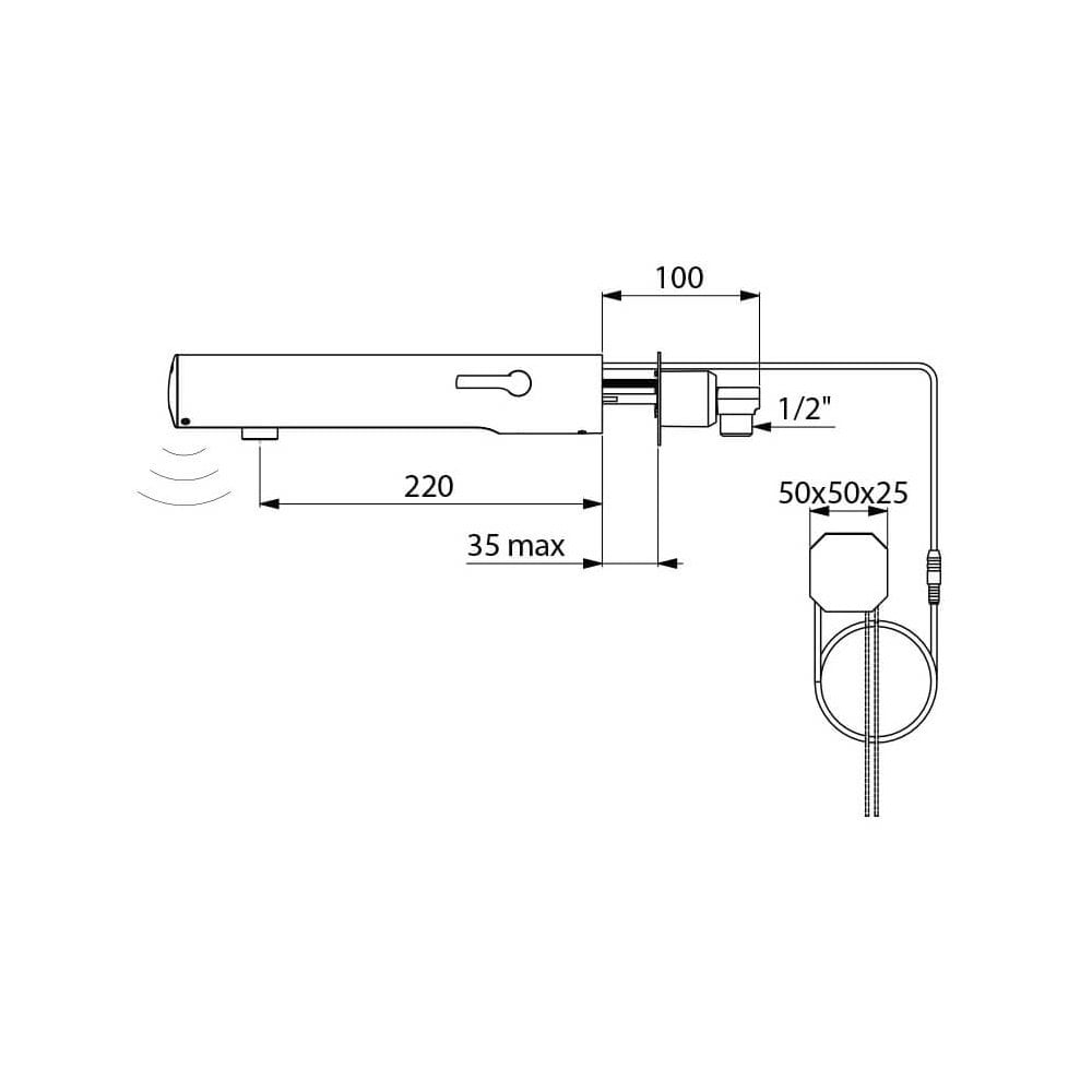 493500 / 493506 DELABIE TEMPOMATIC Wall Mounted M1/2" 220mm Electronic Mixer Tap