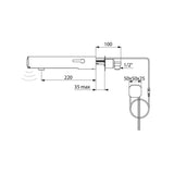 493500 / 493506 DELABIE TEMPOMATIC Wall Mounted M1/2" 220mm Electronic Mixer Tap