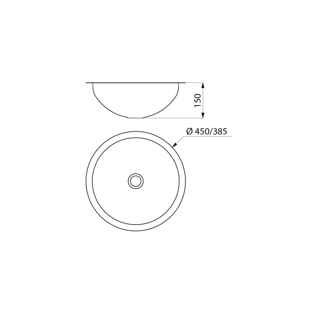 HEMI Ø385 Stainless Steel Inset Basin 120490 / 120490BK