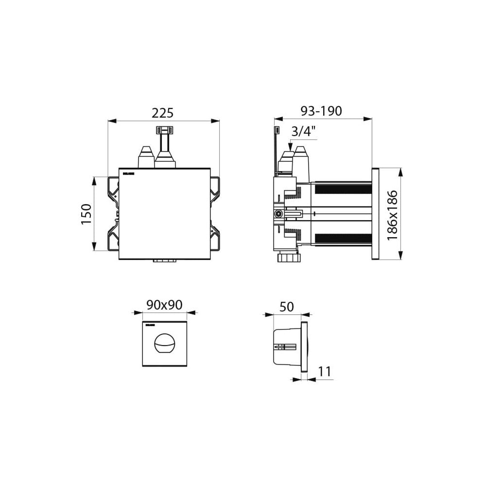 763300 DELABIE TEMPOFLUX 3 AB Direct Flush Side Control Flush System