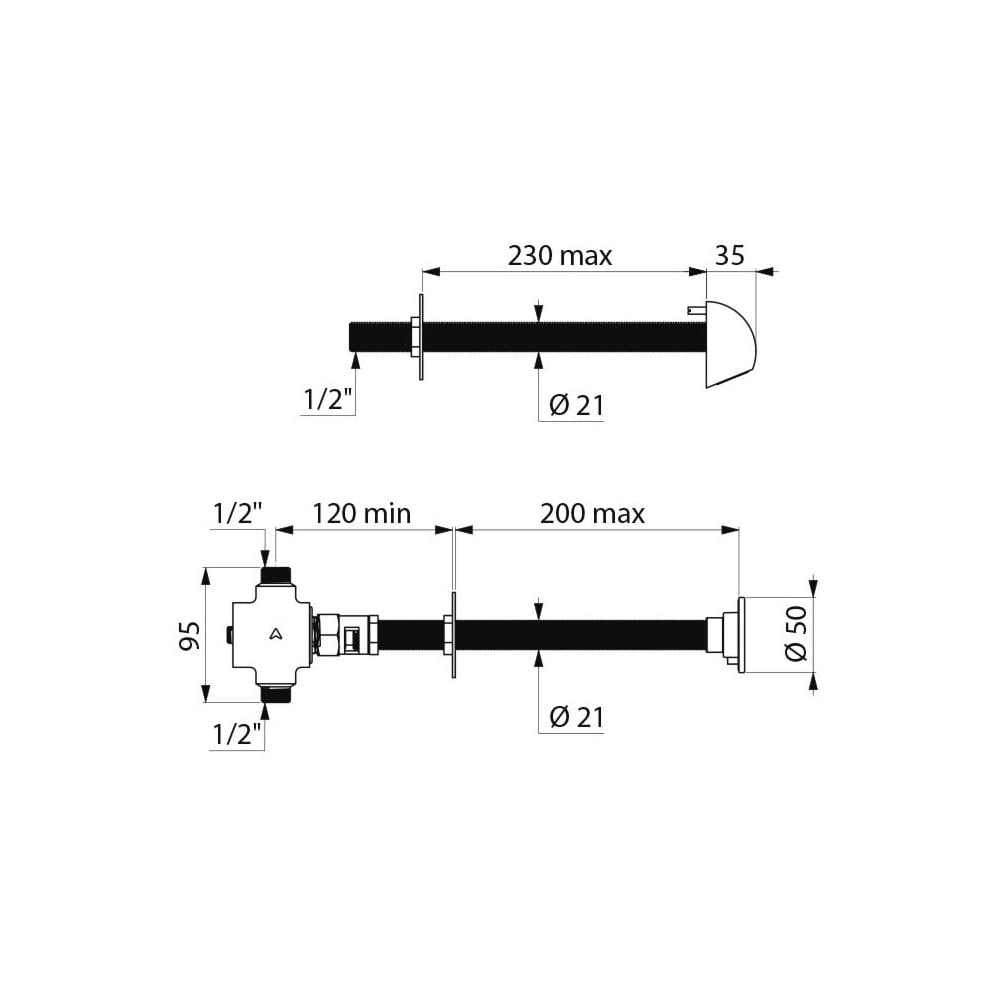 749110 DELABIE TEMPOSTOP Time Flow Shower Kit with Round Head