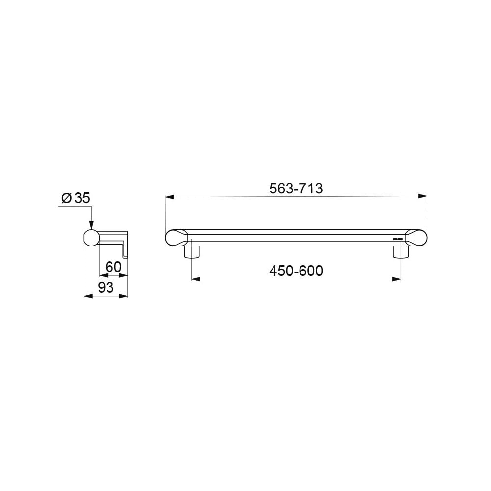 Be-Line® DOC M grab bar 511906, 600mm Ø35mm