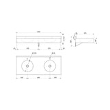 DUPLO RP Stainless Steel Wall-Mounted Multiple Washbasin and Splaashback with 2 x Ø35mm tap holes L.1200mm 121390