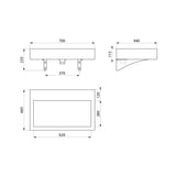 AQUEDUTO 700x440 Stainless Steel Wall Mounted Basin 120150