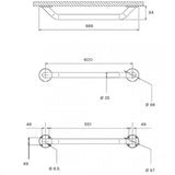 Doc M Straight Grab Bar - 600mm Ø35mm TSL45.600